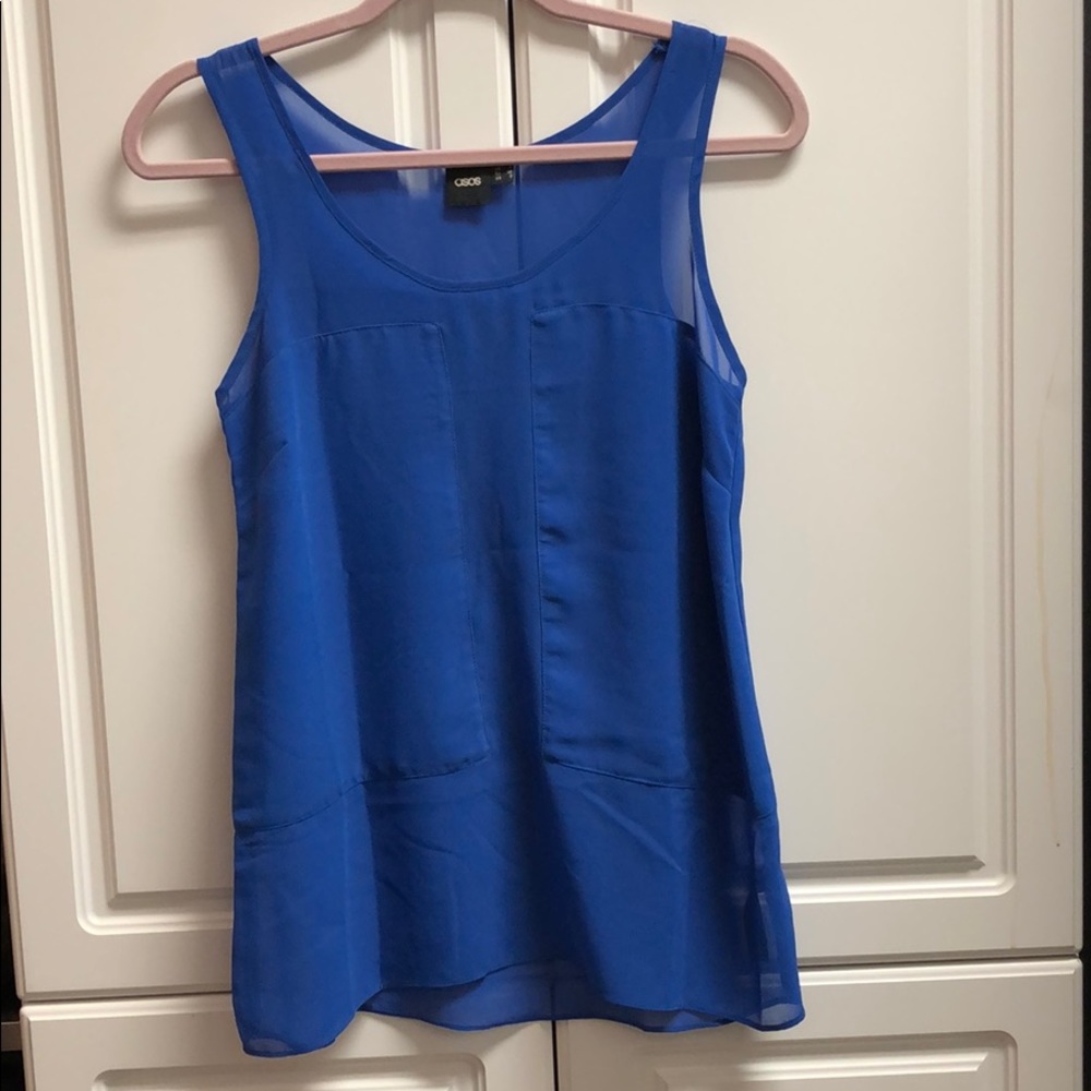 Asos blue design mesh tank top